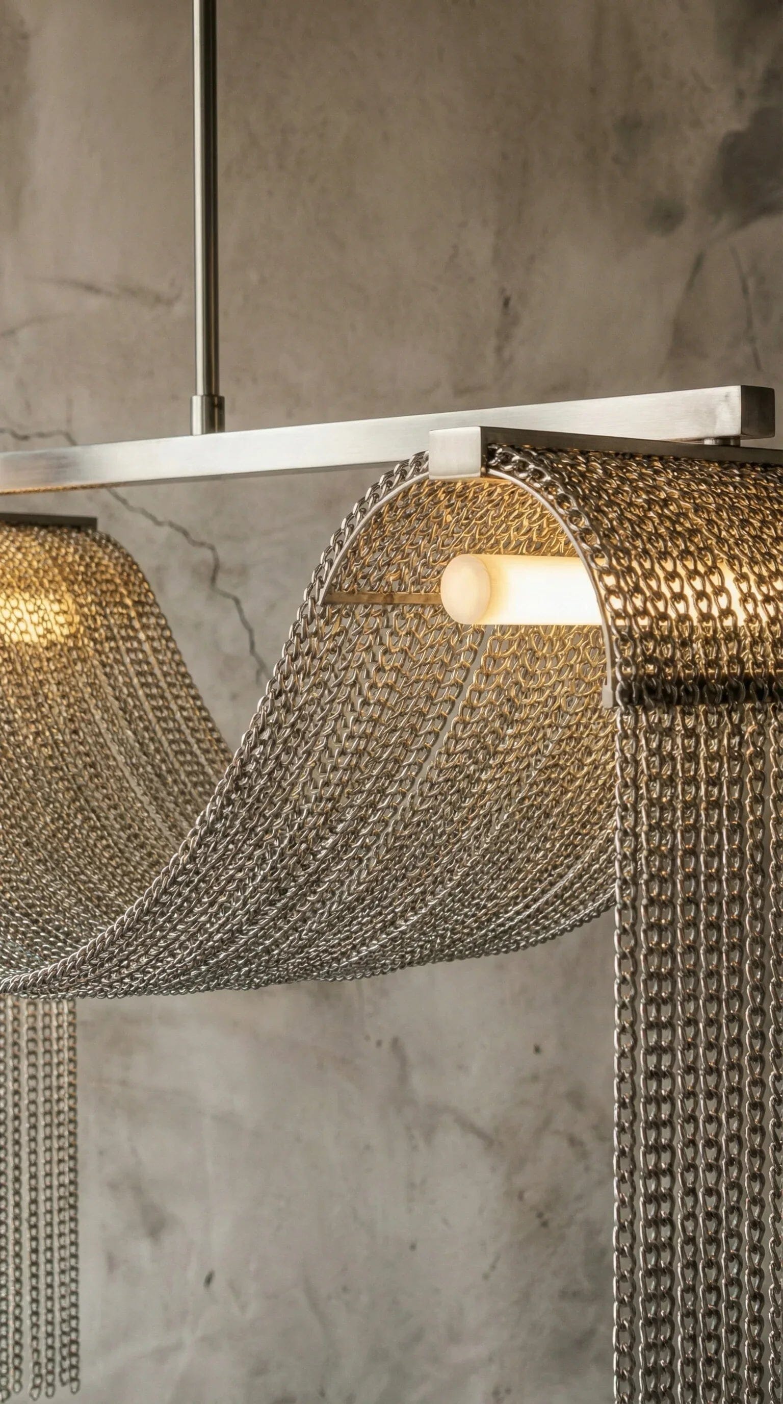 Luminária Pendente Drapê Correntes Luminárias Ateliê MMassuci 