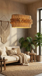 Luminária Pendente Fio de Buriti Aura Oval - Ateliê MMassuci