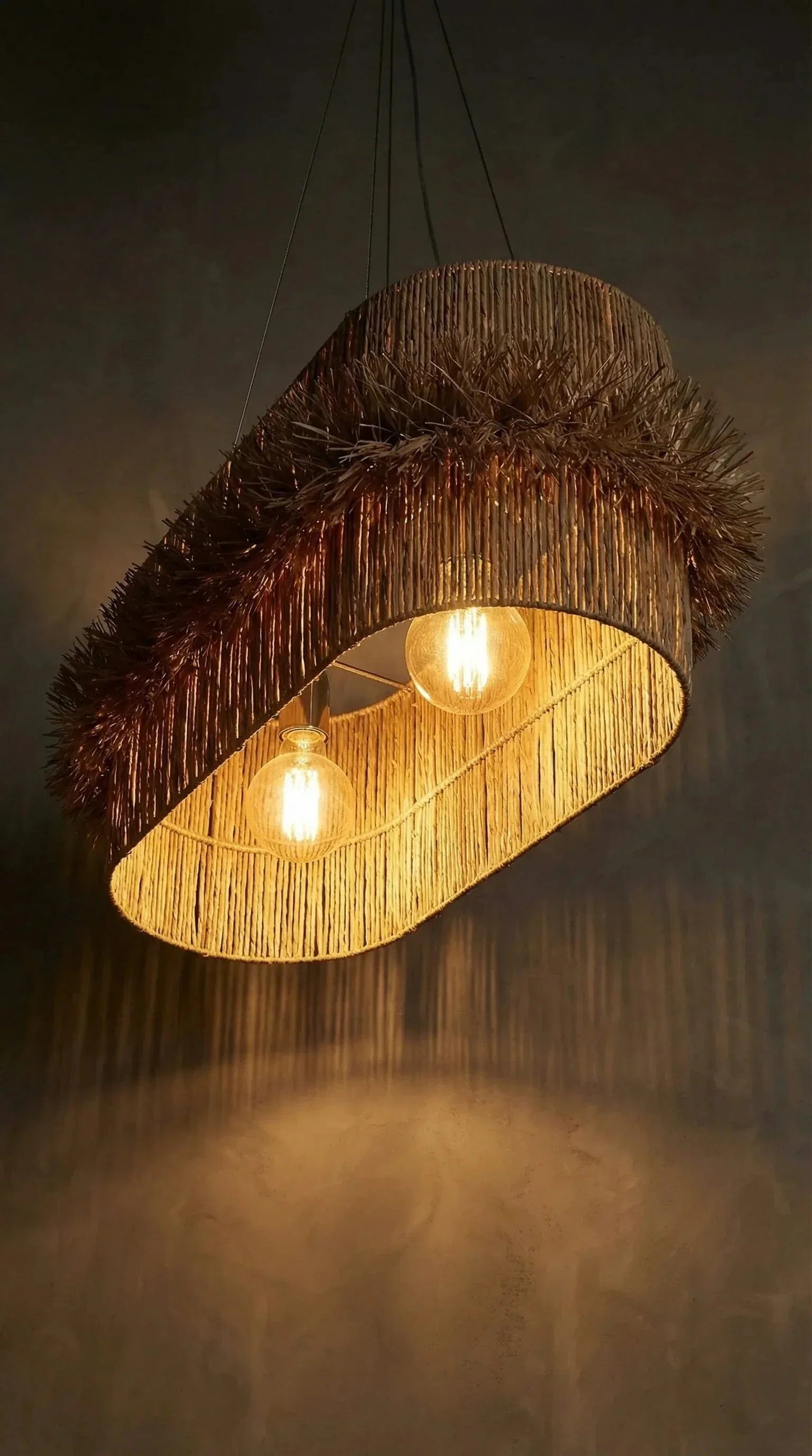 Luminária Pendente Fio de Buriti Aura Oval - Ateliê MMassuci