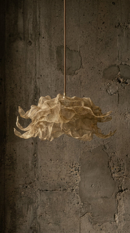 Luminária Pendente Flow Luminárias MMassuci 60cm diâmetro Dourada 
