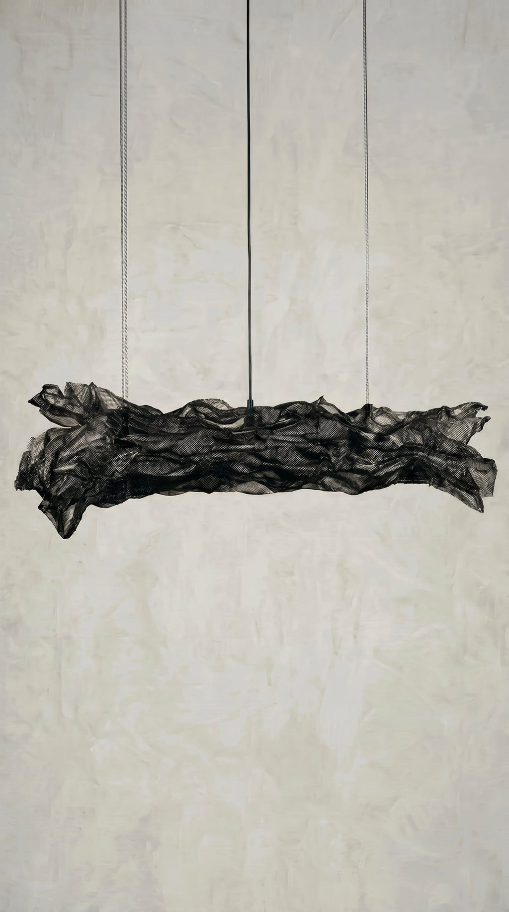 Luminária Pendente Flow Retangular Luminárias MMassuci Preto Absoluto 80cm 