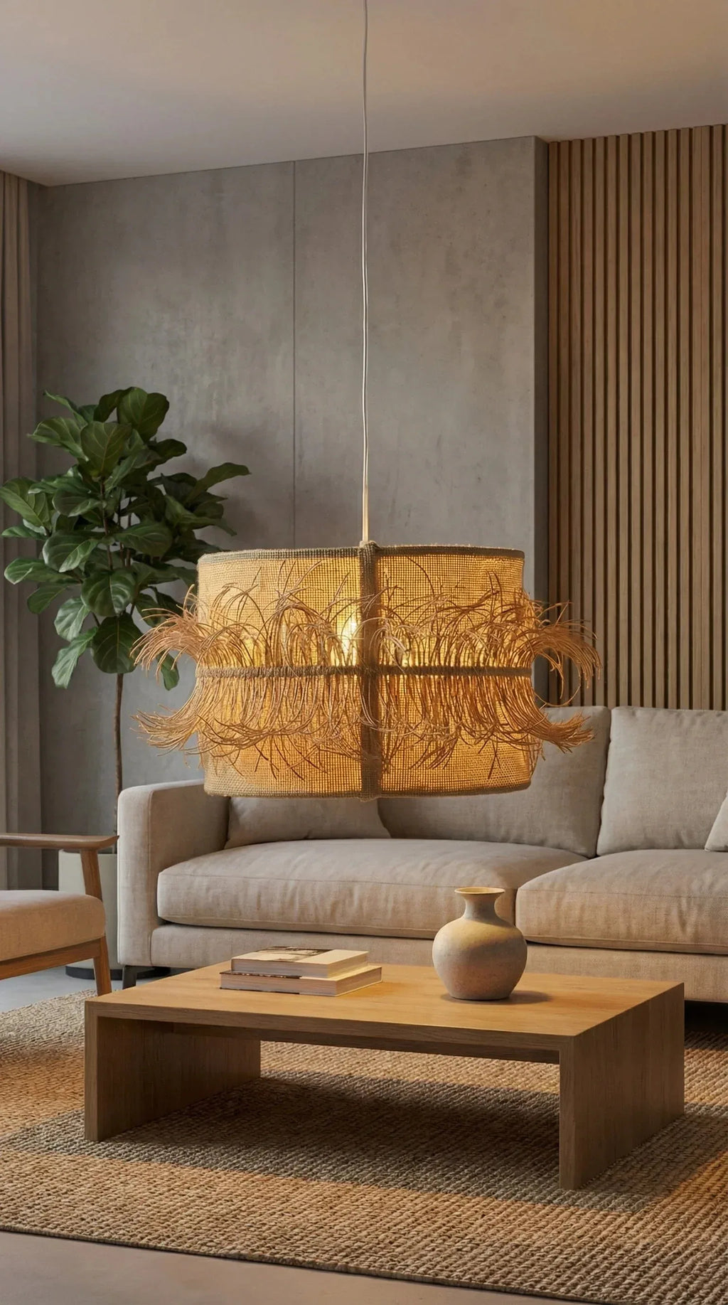 Luminária Pendente Juta e Sisal - Ateliê MMassuci