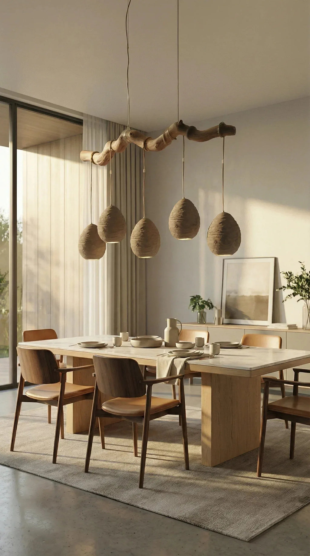 Luminárias Pendente Cerâmica Branco com Galho - Ateliê MMassuci